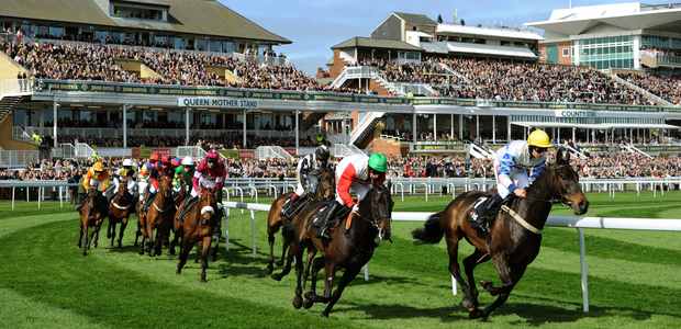 Pic Andrew Teebay. Story Newsdesk. Liverpool day At Aintree....... Packed stands for the first race,The BGC Partners Liverpool Hurdle Race.......